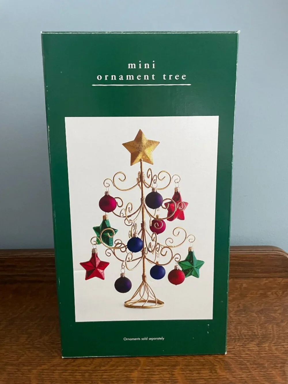 Pier 1 One Mini Ornament Holder Gold Tone Christmas Tree Miniature in Box